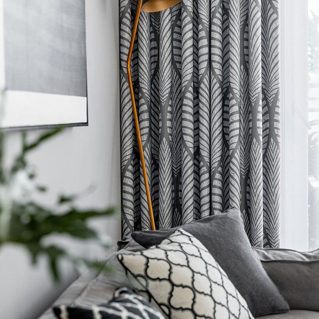 Verduisterend gordijn met modern bladmotief