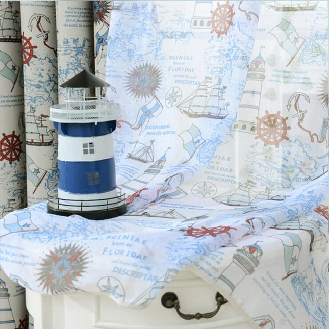 Kindergordijn vitrage met nautisch zee thema