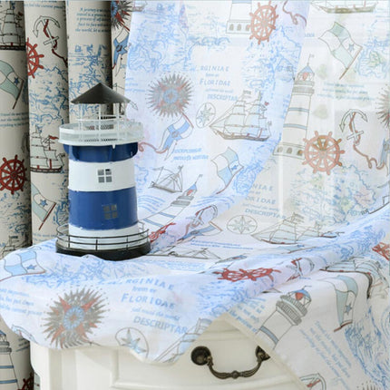 Kindergordijn vitrage met nautisch zee thema