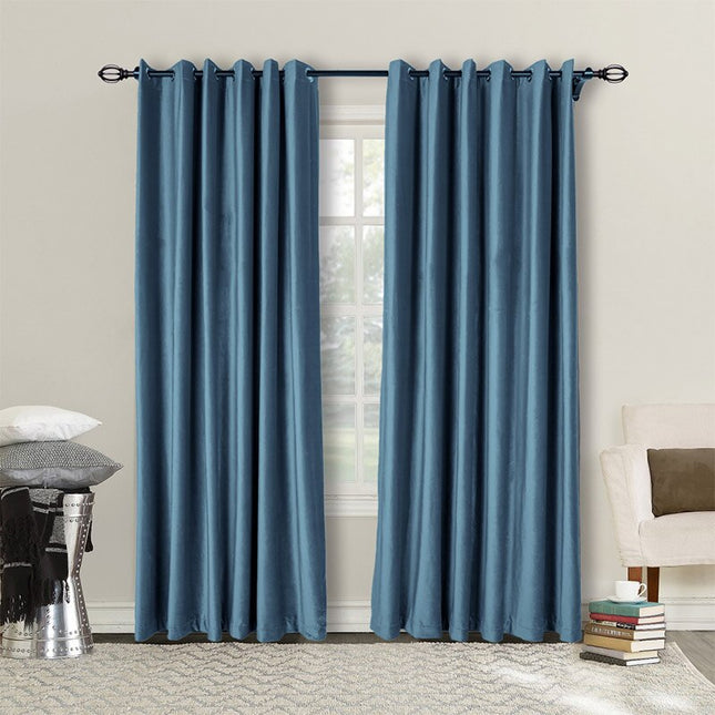 Blauw verduisterend gordijn met satijnlook
