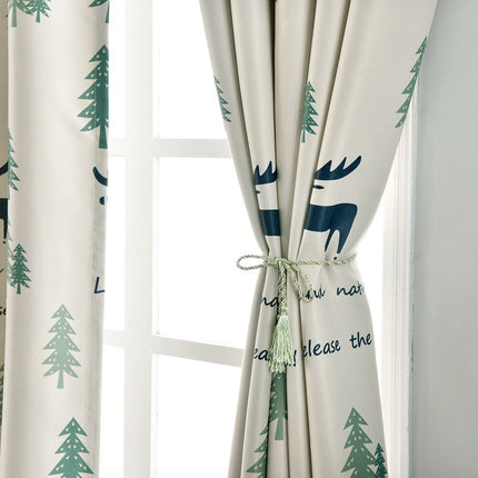 Verduisteringsgordijn kinderkamer met bos en herten
