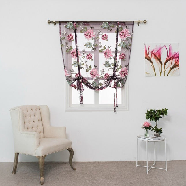 Transparant vouwgordijn met botanische bloemenprint