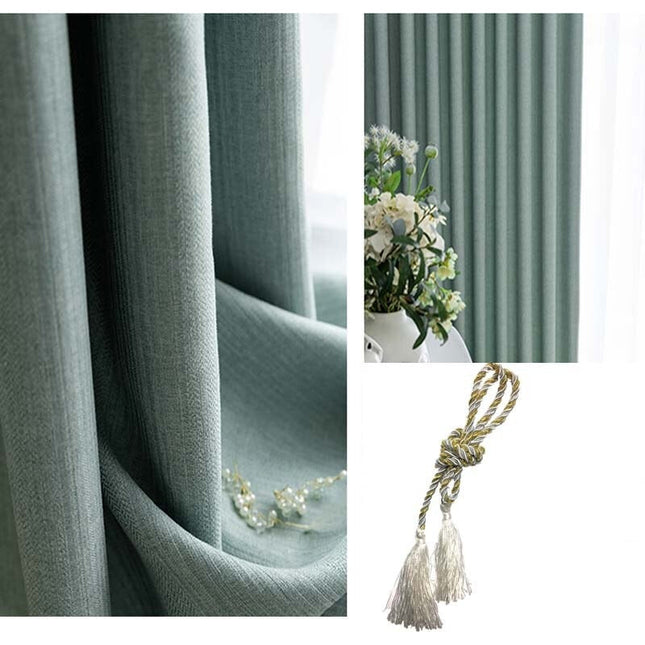 Zeegroen verduisterend gordijn linnenlook