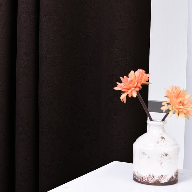 Beige verduisterend jacquard gordijn