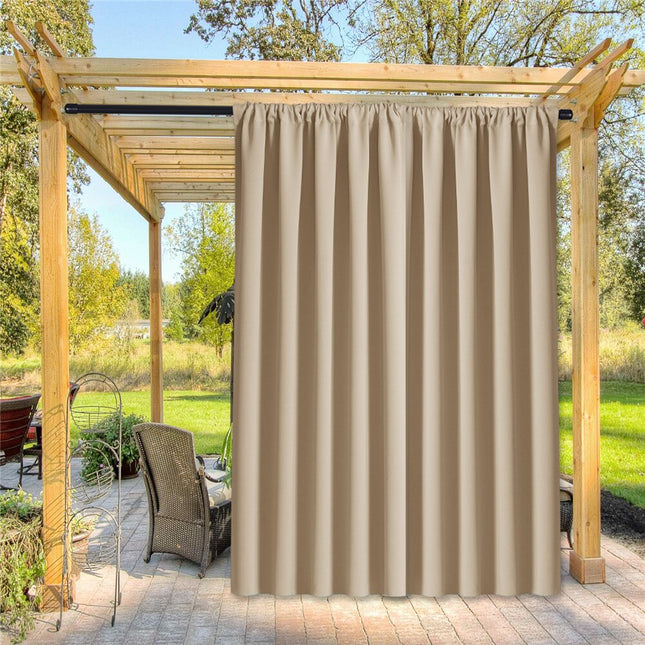 Beige buitengordijn voor veranda
