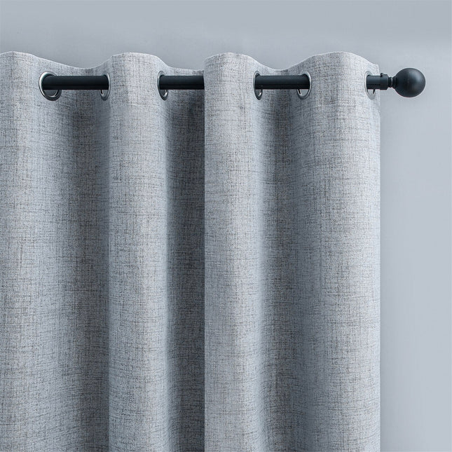 Grijs gordijn met linnenlook structuur