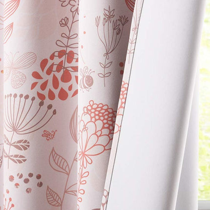 Gordijn met bloemen en vogels patroon