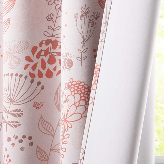 Gordijn met bloemen en vogels patroon