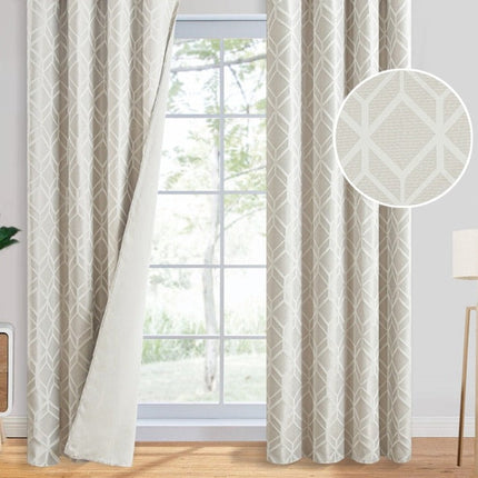 Beige verduisterend gordijn geometrisch patroon