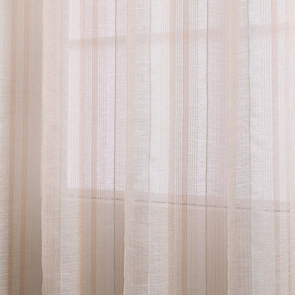 Vitrage gordijn met een natuurlijke linnenstructuur.