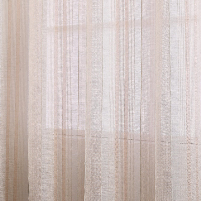 Vitrage gordijn met een natuurlijke linnenstructuur.