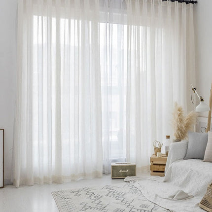 Natuurlijke linnenlook vitrage voor woonkamer