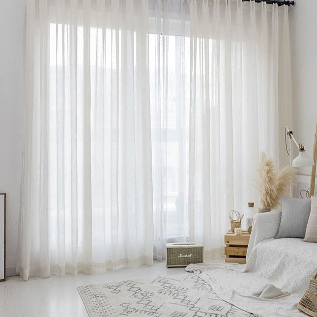 Natuurlijke linnenlook vitrage voor woonkamer