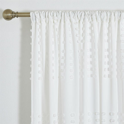 Witte vitrage met getufte stippen