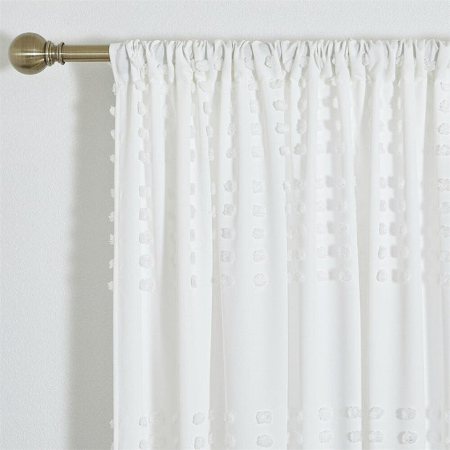 Witte vitrage met getufte stippen