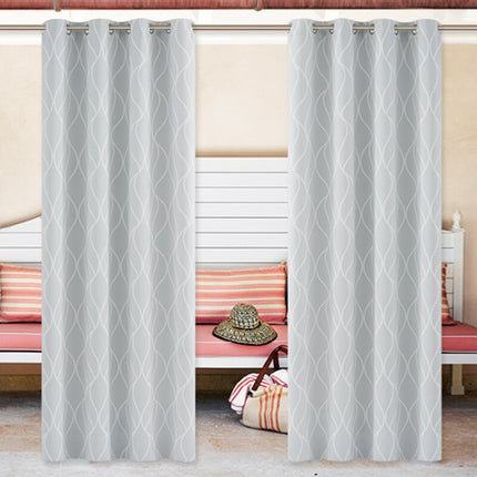 Buitengordijn met modern golvend patroon