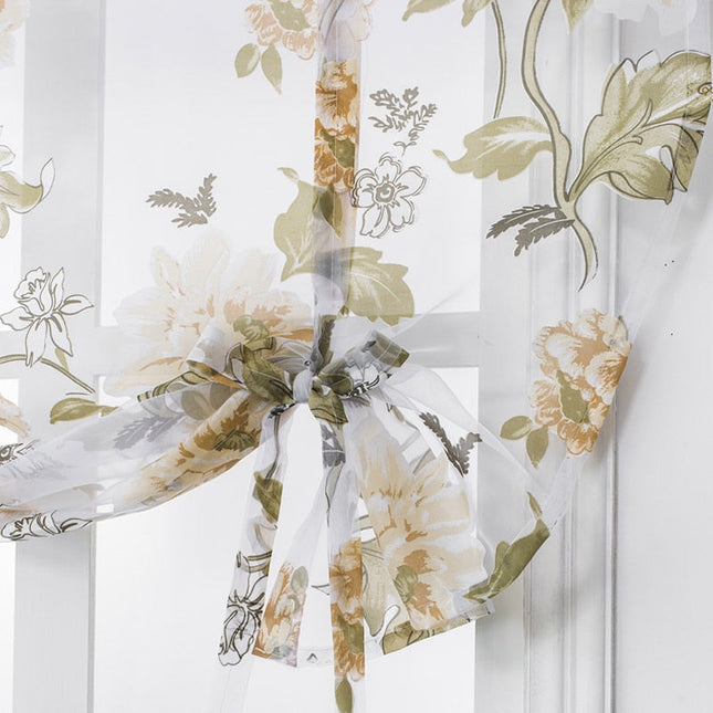 Transparant vouwgordijn met botanische bloemenprint