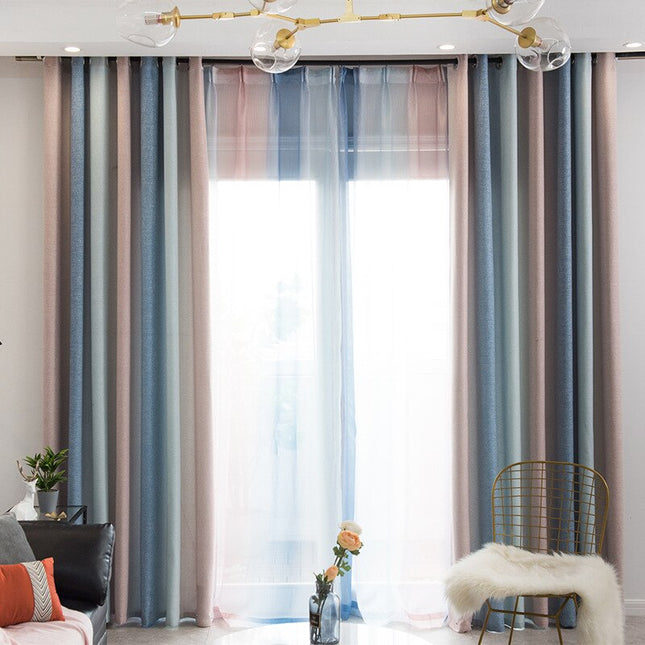 Modern gordijn met roze blauw kleurverloop