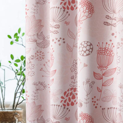 Gordijn met bloemen en vogels patroon