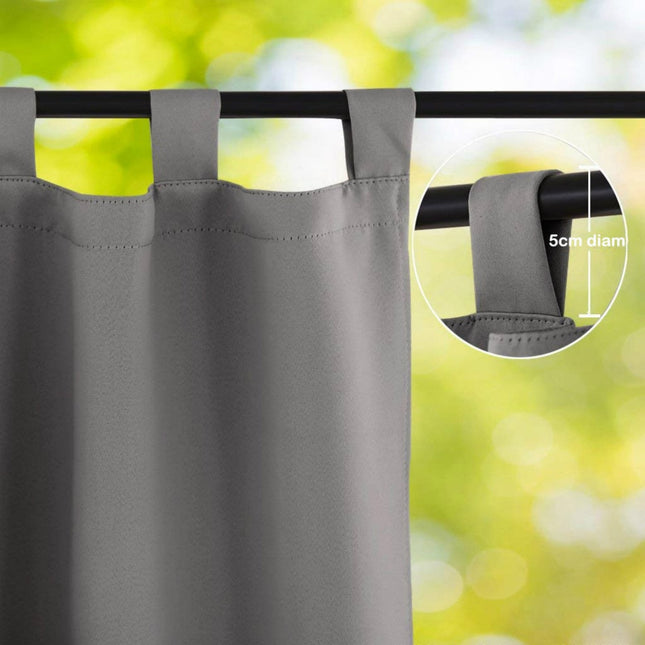 Grijs waterdicht buitengordijn met ringen