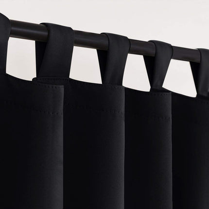 Beige buitengordijn met tunnel voor roede