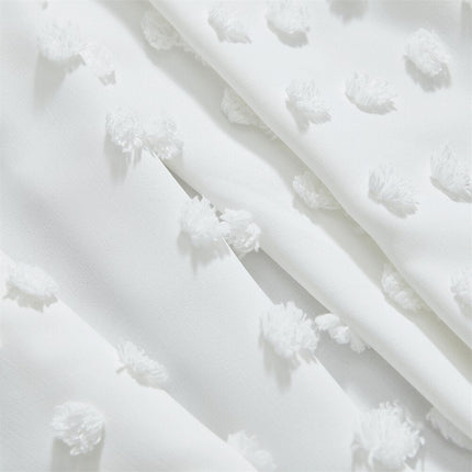 Witte vitrage met getufte stippen