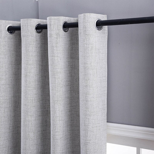 Lichtgrijs verduisteringsgordijn met linnen textuur