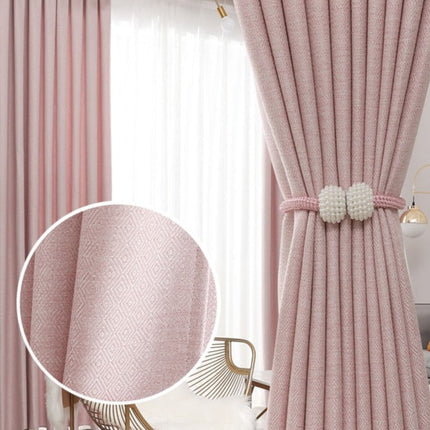 Decoratief roze gordijn met geweven patroon