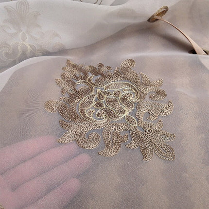 Vitrage ophaalgordijn met barok borduursel