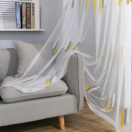 Vitragegordijn met geborduurd modern patroon