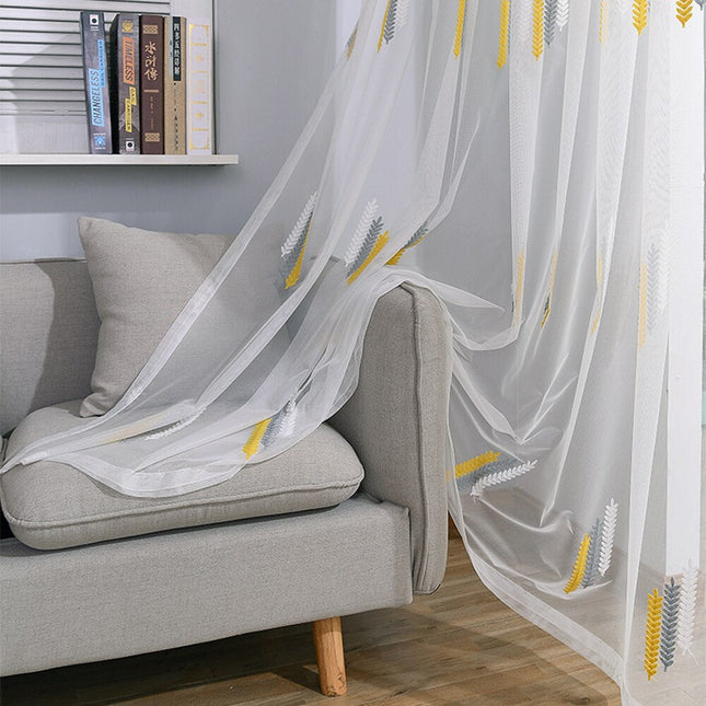 Vitragegordijn met geborduurd modern patroon