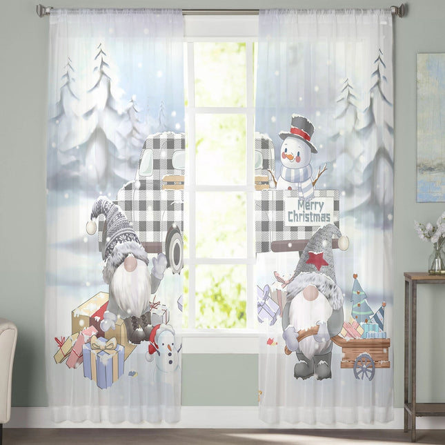 Kerst vitrage gordijn met winterprint