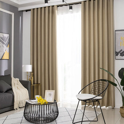 Beige verduisterend gordijn met linnenlook