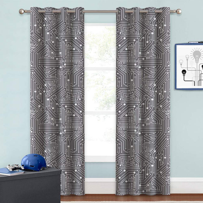 Gordijn met elektronica print voor kinderkamer