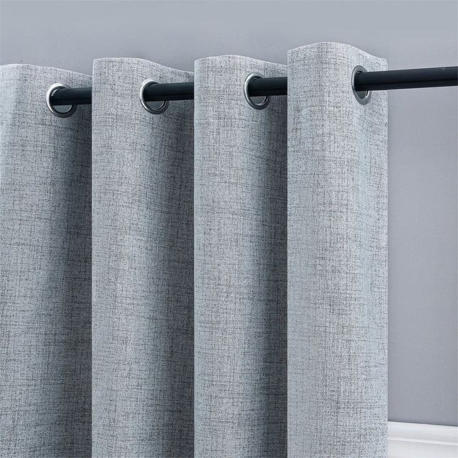 Grijs gordijn met linnenlook structuur