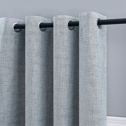 Grijs gordijn met linnenlook structuur