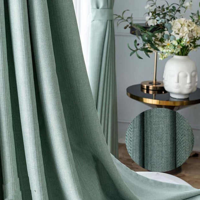 Zeegroen verduisterend gordijn linnenlook