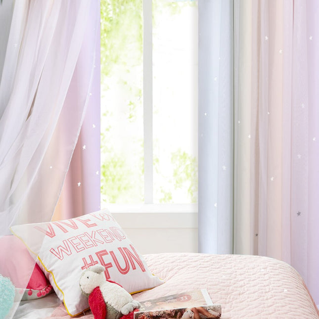 Kleurrijk buitengordijn voor terras en pergola