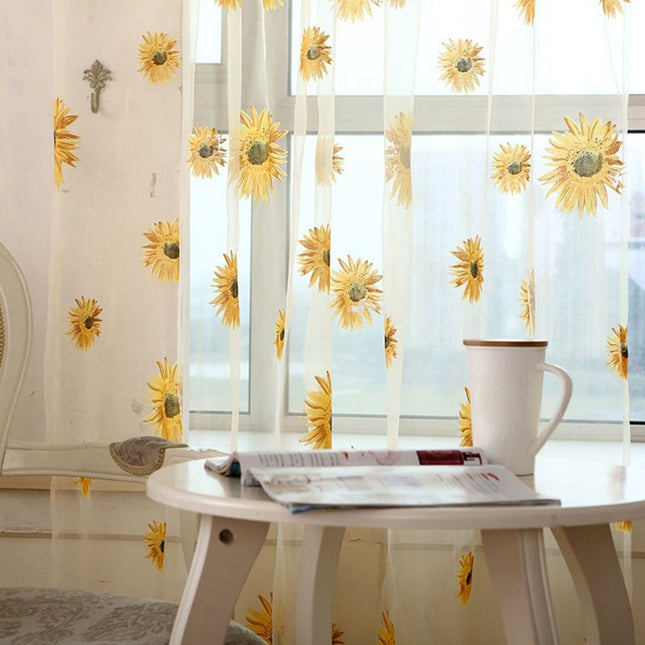 Vitrage met zonnebloemen patroon voor keuken