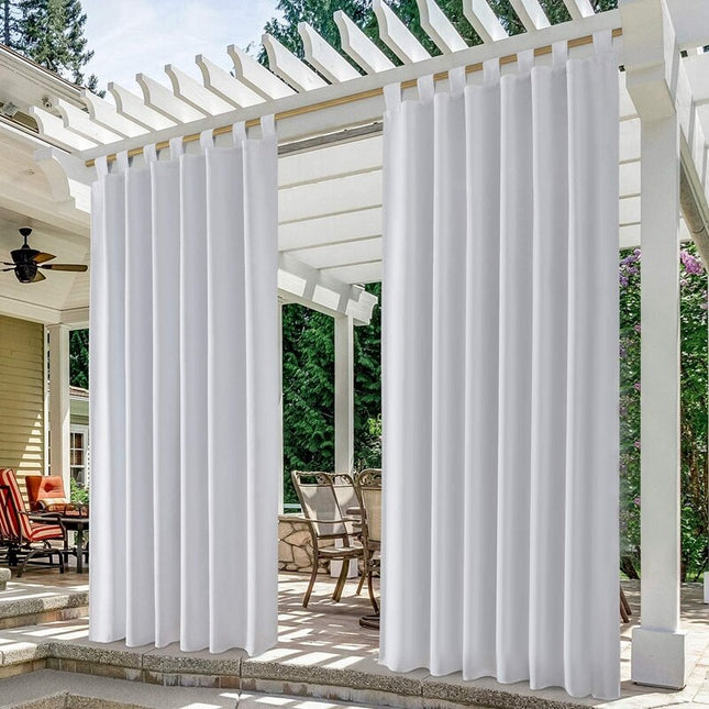 Wit buitengordijn met lussen voor pergola