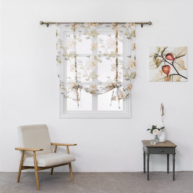 Transparant vouwgordijn met botanische bloemenprint