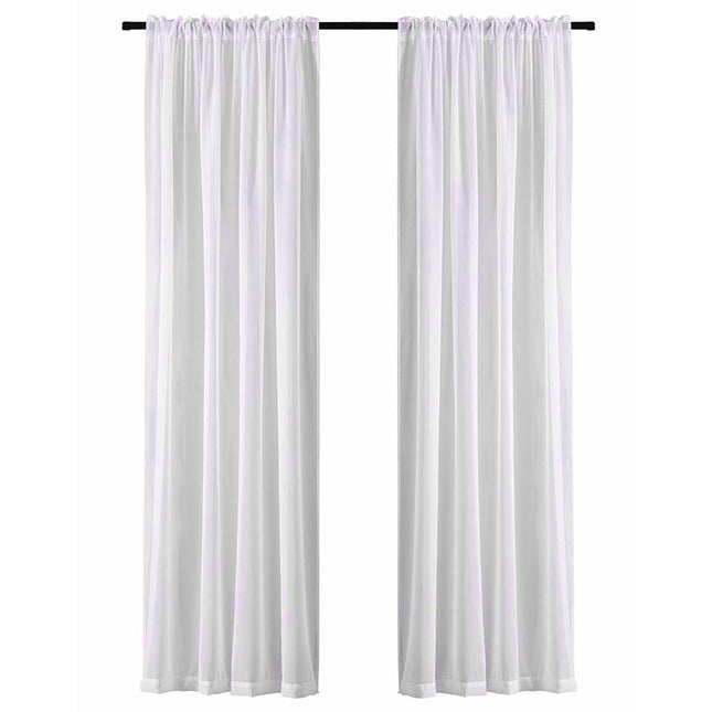 Lichtdoorlatend tule vitrage gordijn met ringen.