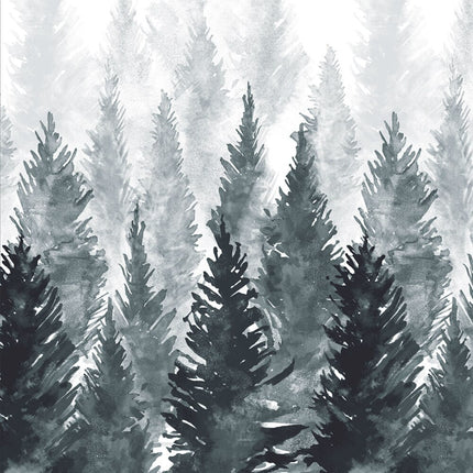 Buitengordijn met sfeervol bos patroon