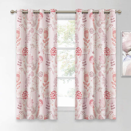 Gordijn met bloemen en vogels patroon