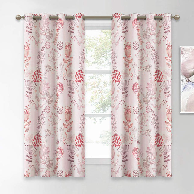 Gordijn met bloemen en vogels patroon