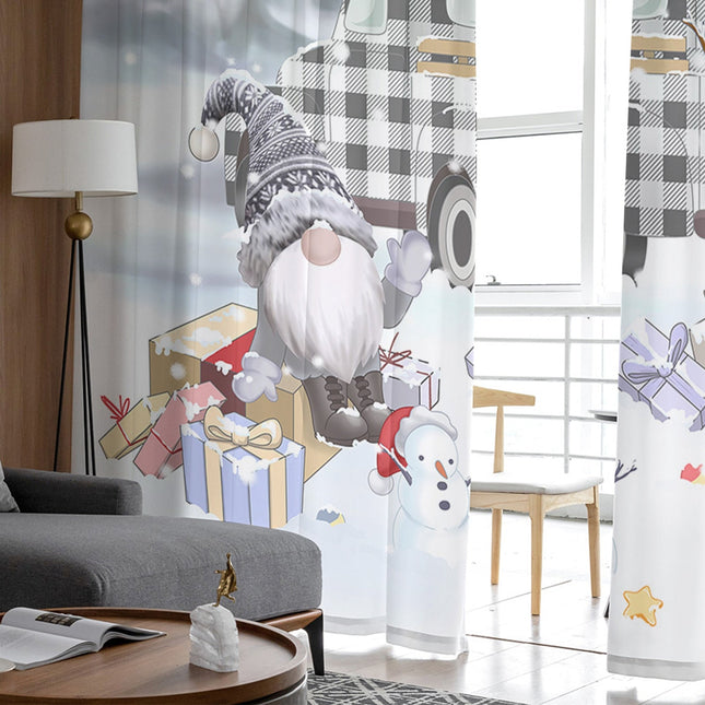 Kerst vitrage gordijn met winterprint