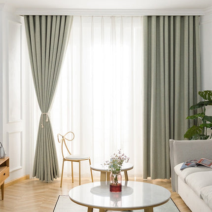Groen verduisterend gordijn met linnenlook
