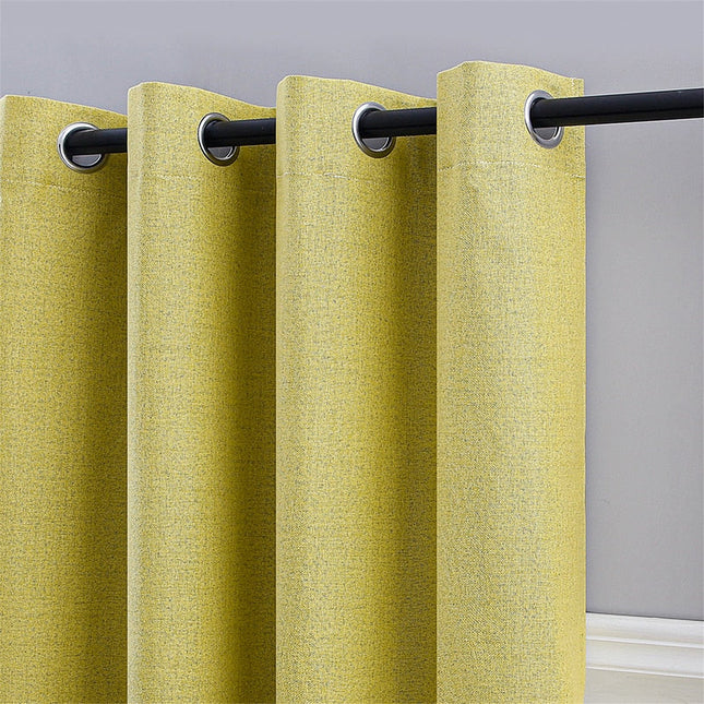 Okergeel verduisteringsgordijn met linnenlook