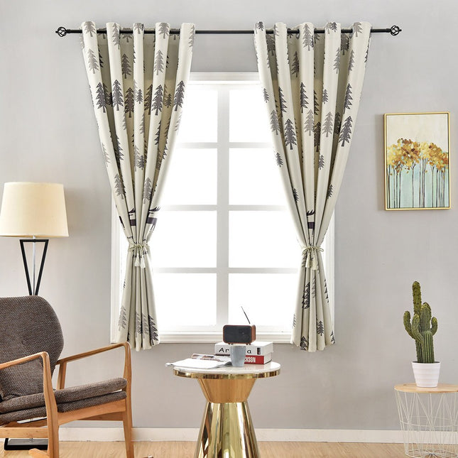 Verduisteringsgordijn kinderkamer met bos en herten