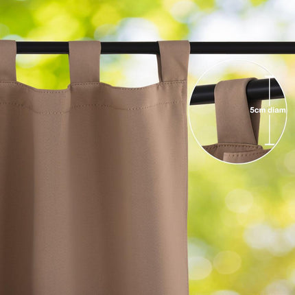 Kastanjebruin waterdicht buitengordijn met ringen